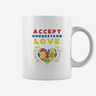 Accept Understand Love Puzzle Heart Awareness Mom Dad Coffee Mug - Seseable