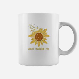 Accept Understand Love Sunflower Autism Awareness Gift Coffee Mug - Seseable