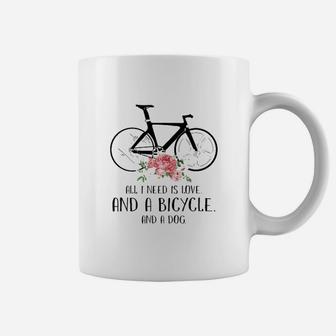 All I Need Is Love And A Bicycle And A Dog Coffee Mug - Seseable