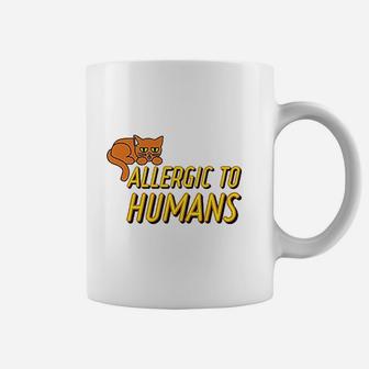 Allergic To Humans Cat Kitty Personal Space Antisocial Funny Cartoon Coffee Mug - Seseable