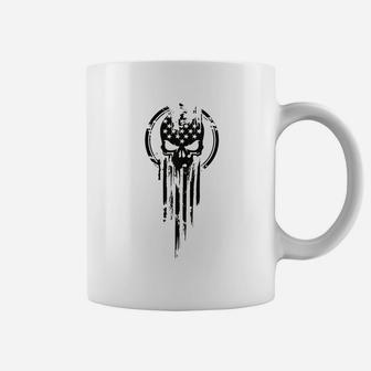 American Warrior Flag Skull Military Coffee Mug - Seseable