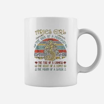 Aries Girl The Soul Of A Mermaid Vintage Birthday Gift Coffee Mug - Seseable