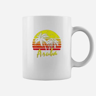 Aruba 80s Tropical Summer Beach Palm Tree Sunset T-shirt Coffee Mug - Seseable