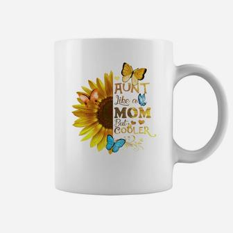 Aunt Like A Mom But Cooler Flower Gift Coffee Mug - Seseable