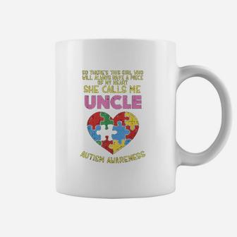 Autism Awareness Uncle Girl Piece Of My Heart Coffee Mug - Seseable