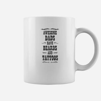 Awesome Dads Have Beards And Tattoos Dark Coffee Mug - Seseable