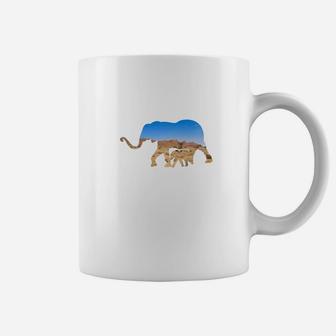 Baby Elephant And Mother Graphic Elephant And Calf Coffee Mug - Seseable