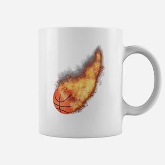 Basketball Football Soccer Flaming Basketball Coffee Mug - Seseable