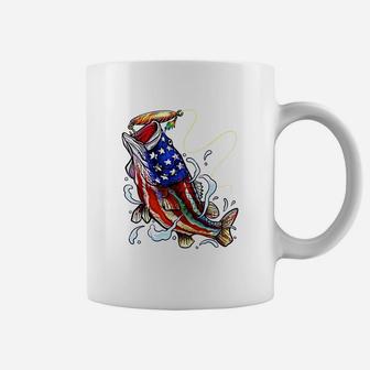 Bass Fishing 4th Of July Dad Father s Day American Flag Coffee Mug - Seseable