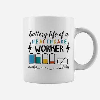 Battery Life Of A Healthcare Worker Funny Monday Coffee Mug - Seseable