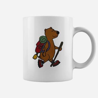 Bear - Cool Funny Brown Bear Hiking With Backpack Shirts Coffee Mug - Seseable