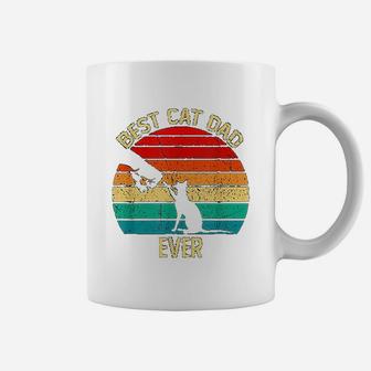 Best Cat Dad Ever Retro Vintage Gift Paw Fist Bump Coffee Mug - Seseable