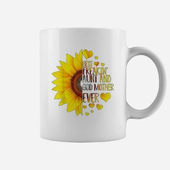 Best Freaking Aunt Godmother Ever Sunflower Coffee Mug - Seseable