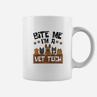 Bite Me Im A Vet Tech Funny Veterinary Technician Coffee Mug - Seseable