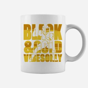 Black And Gold Game Day Football Sport Gift Coffee Mug - Seseable