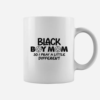 Black Boy Mom So I Pray A Little Different Coffee Mug - Seseable