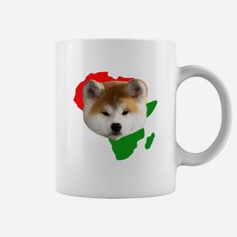 Black History Month African Map Akita Inu Gift For Pet Lovers Proud Black Coffee Mug - Seseable