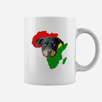 Black History Month African Map Rottweiler Gift For Pet Lovers Proud Black Coffee Mug - Seseable