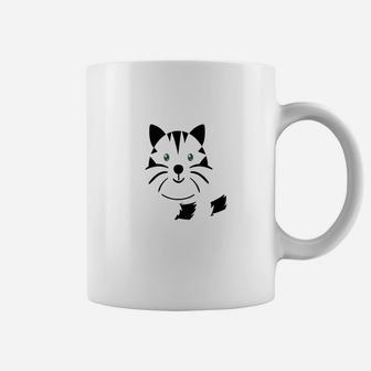 Black Shadow Smiling Cute Cat Premium Coffee Mug - Seseable