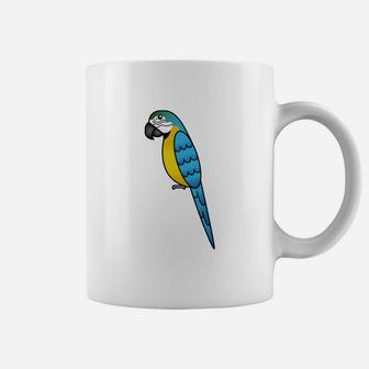 Blue And Yellow Macaw Parrot Bird Cute Cartoon Illustration T-shirt Coffee Mug - Seseable