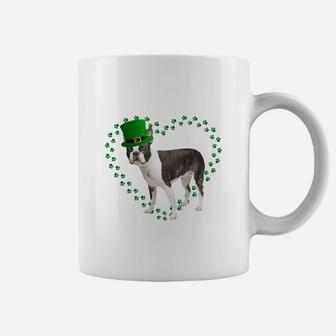 Boston Terrier Heart Paw Leprechaun Hat Irish St Patricks Day Gift For Dog Lovers Coffee Mug - Seseable