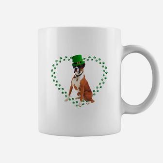Boxer Heart Paw Leprechaun Hat Irish St Patricks Day Gift For Dog Lovers Coffee Mug - Seseable