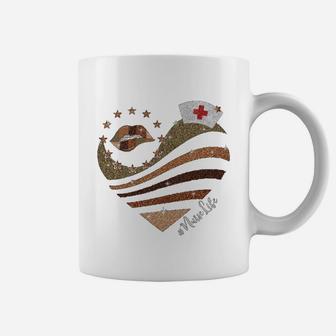 Brown Heart Nurse Life, funny nursing gifts Coffee Mug - Seseable