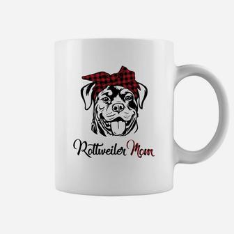 Buffalo Plaid Rottweiler Mom Dog Mom Coffee Mug - Seseable
