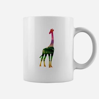 Buntes Giraffenmotiv Unisex-Tassen in Weiß, Lustiges Tierdesign Tee - Seseable