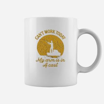 Cant Work Today My Arm Is In A Cast Funny Fishing Fathers Day Coffee Mug - Seseable