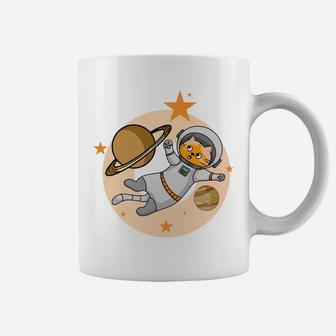 Cat Cartoon Astronaut Flying In Space Pet Gifts Coffee Mug - Seseable