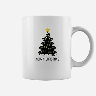 Cat Christmas Tree Black Kitten Meowy Xmas Gift Coffee Mug - Seseable