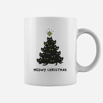 Cat Lover Tees: Merry Meowy Christmas Tree Coffee Mug - Seseable