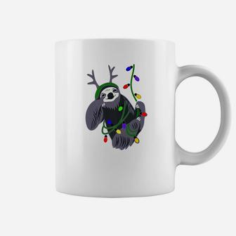 Christmas Sloth Hanging Christmas Lights Coffee Mug | Seseable UK