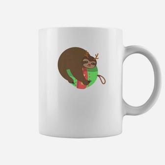 Christmas Sloth Reindeer Antler Christmas Ornament Coffee Mug - Seseable