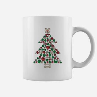 Christmas Tree Made Of Bones And Paws Prints Dog Lover Gift Coffee Mug - Seseable