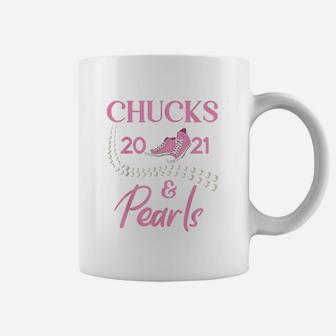 Chucks And Pearls Funny Teacher Coffee Mug - Seseable