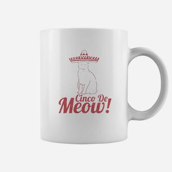 Cinco De Meow Funny Sarcastic Cat Cinco De Mayo Mexican Sombrero Coffee Mug - Seseable