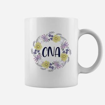 Cna Round Floral Frame Certified Nursing Assistant Gift Coffee Mug - Seseable