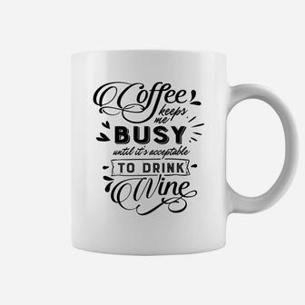 Coffee And Wine Drinking Christmas Gift Idea Tee Coffee Mug - Seseable