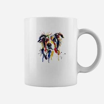 Colorful Border Collie Dog Lover Dad Mom Coffee Mug - Seseable