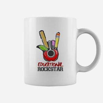 Cool Educational Rockstar Hand Horn Sign Teachers Coffee Mug - Seseable