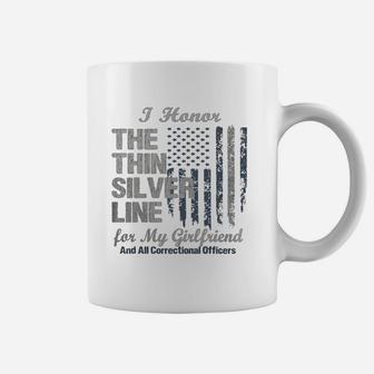 Correctional Officer Girlfriend Thin Silver Line Corrections Coffee Mug - Seseable