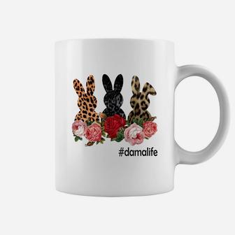 Cute Bunny Flowers Dama Life Happy Easter Sunday Floral Leopard Plaid Women Gift Coffee Mug - Seseable
