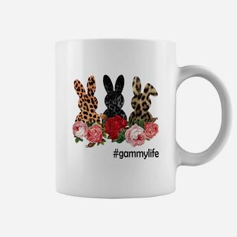 Cute Bunny Flowers Gammy Life Happy Easter Sunday Floral Leopard Plaid Women Gift Coffee Mug - Seseable