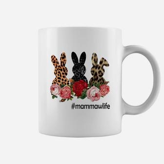 Cute Bunny Flowers Mammaw Life Happy Easter Sunday Floral Leopard Plaid Women Gift Coffee Mug - Seseable