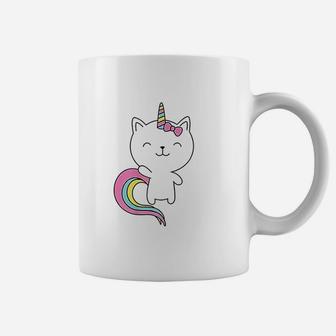 Cute Cat Unicorn Horn Rainbow Pastel Colors Coffee Mug - Seseable