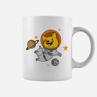 Cute Dog Astronaut Flying In Space Cartoon Puppy Coffee Mug - Seseable