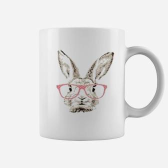 Cute Easter Bunny Rabbit Pink Glasses Hipster Coffee Mug - Seseable