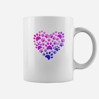 Cute Heart Dog Paws Funny Gift For Animal Lovers Coffee Mug - Seseable